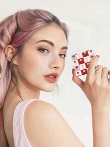 1PC Millennium Y2K Style Patchwork Series Portable Vanity Mirror, Foldable Lightweight Ultra-Thin Convenient Hand Mirror, Durable PU Leather, Suitable For Multiple Scenes And All People, Foldable Square Small Mirror For Carrying - Multicolor - View 4