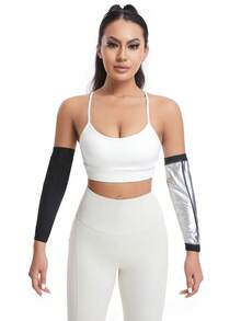 1 Pair Women Sauna Arm Shaper, Sweat Arm Sleeves For Yoga & Fitness, Compression Sweat Arm Support Set - Multicolor - View 9