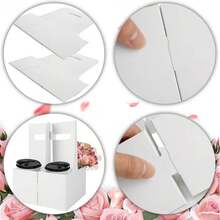 10/15pcs Handheld Window Floral & Beverage Gift Box, Thickened White Cardboard Sturdy & Shaped, Easy Assembly Foldable Storage, Window Design Suitable For Fresh Flower & Beverage Combination Packaging, Birthday & Anniversary Gift Atmosphere - Multicolor - View 7