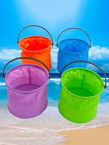 Summer Beach Fishing Set - Portable Foldable Fishing Bucket With Telescopic Net Bag, Multi-Functional Foldable Bucket, Beach Net, Extendable Net, Colorful Mini Fishing Net (Pool Cleaning Tool), Portable Foldable Outdoor Fishing Bucket, Durable And Portable, Suitable For Beach, Camping, Picnic, Fishing, Painting, Outdoor Beach And Garden Essentials, Easy To Carry And Store, Net Can Catch Butterflies, 5/4/3/1 Pieces - Multiple Styles - View 7