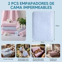 2PCS Almohadillas de Cama Absorción Extra Alta,Impermeable Secado Rápido,Empapadores Reutilizable Lavable para Incontinencia Urinaria,Protectores de Cama para Niños,Ancianos,Mscotas,Adultos,Nocturna - 1 - Ver 7