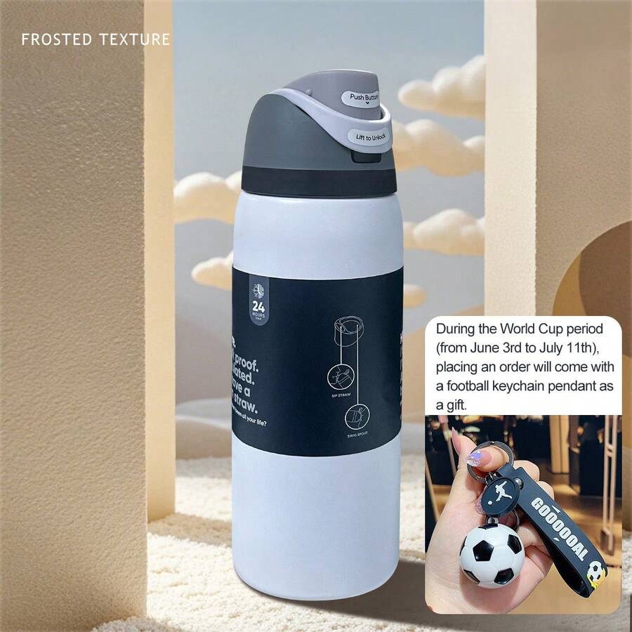OwaIa(Classic White)Dual-Drink Stainless Steel Bicycle Water Bottle With Straw,Double-Walled Vacuum-Insulated Outdoor Sports Water Bottle,100% Leak-Proof Travel Mug-32oz/945ml, Suitable For Outdoor Sports,Camping,Travel,Home,Office And Mountaineering - 白色 - 查看 1