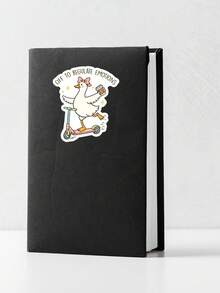 1pc Cute Goose Regulate Emotions Sticker, Funny Mental Health Self-Care Decal For Laptop, Aesthetic Cartoon Animal Quote Sticker For Water Bottle & Journal, Relatable Gift For Friends - Multicolor - View 6