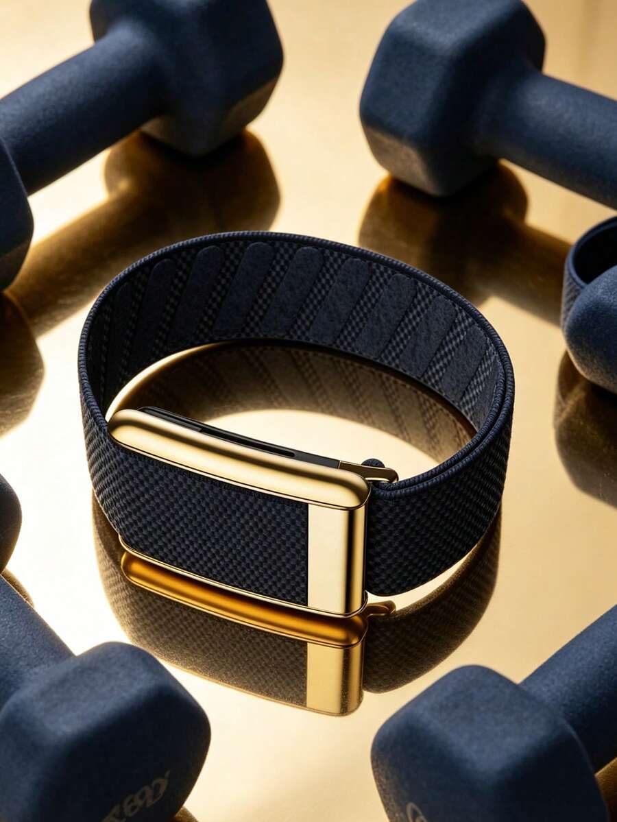 Gelang SuperKnit Luxe 5.0 - Kompatibel dengan 5.0/MG - Mendukung Fungsi EKG, Aksesori Berkinerja Tinggi untuk Perangkat Wearable Kesehatan & Kebugaran - Material Logam Premium - Navy Blue - View 1