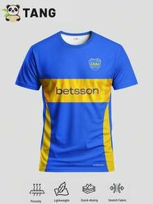 Men's Football T-Shirt, Lightweight & Soft, Suitable For Match, Training, Casual Wear, Gift, World Cup - Blue - View 2