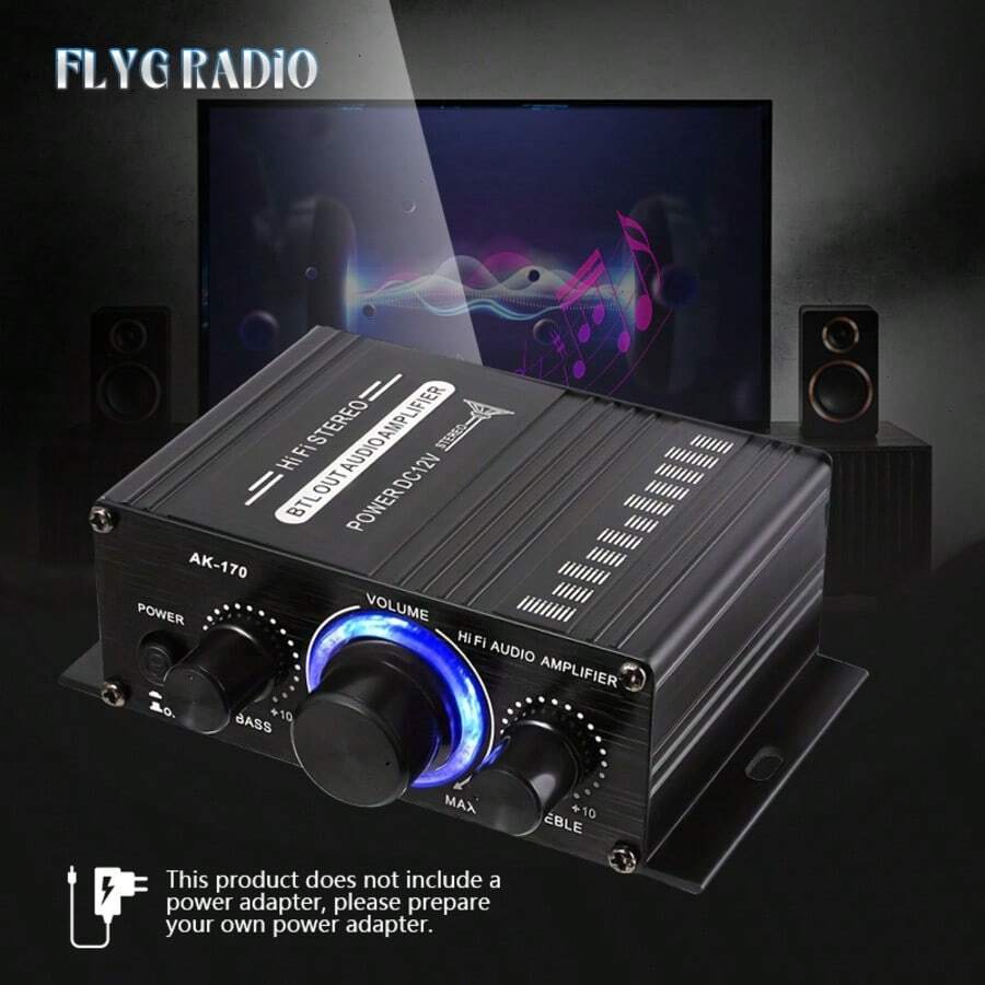 AK-170 New Mini 12V Car Power Amplifier, Universal For Motorcycle, Car, Computer, MP3, Desktop, Home And Vehicle Speakers