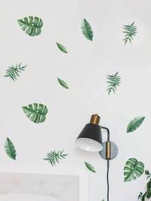 6pcs/Set Leaf Print Wall Sticker, Green Self Adhesive Wall Art Decal For Home Decor, Stickers, Wall Decal, Vinyl Decal For Home Decorations, Spring Decoration Items Refresh Your Home, Festival Decoration Stickers Gifts Birthday Graduation - Leaf - View 6