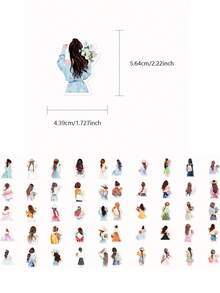 50pcs Watercolor Girl Back View Stickers Suitable For Luggage, Skateboard, Insulated Cup, Phone, Tablet, Scrapbook, Diary School Supplies - Watercolor Painting Of a Girl's Back - View 6