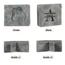 1個個性化男士皮革錢包，客製化照片/姓名/縮寫雷射雕刻，送給父親、丈夫、祖父的禮物（適合父親節、情人節），送給他的禮物 - 彩色 - 查看 6