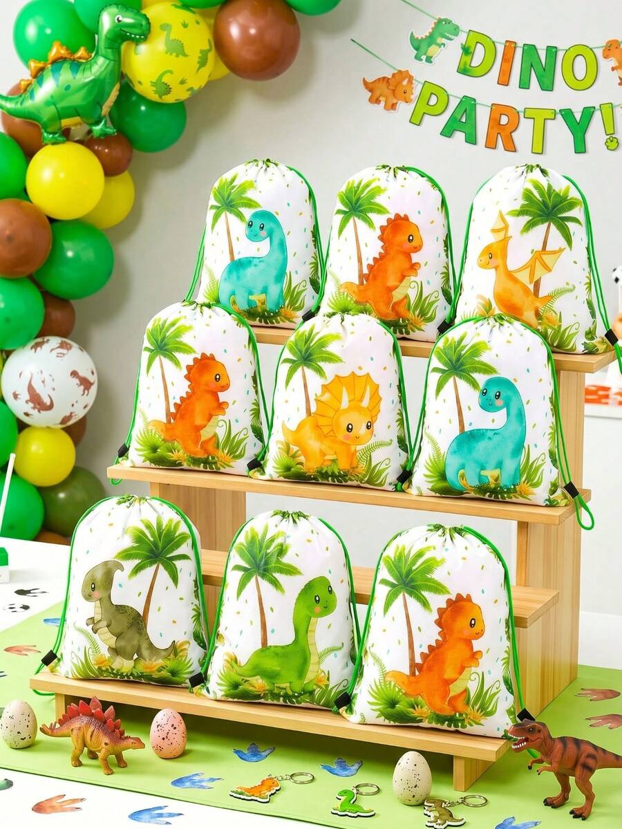 6 buah Tas Serut Motif Dinosaurus, Ransel Kado, Kantong Serut (27*34cm), Ransel Hiking Kecil, Tas Kemasan Kado Pesta Ulang Tahun, Kemasan Barang, Dekorasi Tema Hutan Hijau, Dekorasi Pesta Baby Shower, Dekorasi Pesta Pengungkapan Jenis Kelamin Bayi