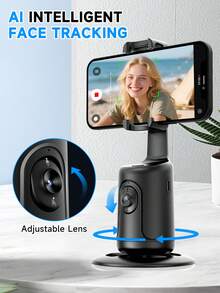 Automatic Face Tracking Phone Gimbal Mount With Wide-Angle Sensor Camera, Content Creation Kit For Selfie, Vlog, Live Streaming, Video Calls - Multicolor - View 1