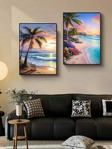 2pcs DIY Diamond Painting Sticker Embroidery Landscape Running Water Waves Home Decor Full Drill 30*40cm - Sets - View 1