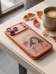 個性化客製化姓名手機殼，適用於 iPhone 17 16 15 14 13 12 Pro Max，奢華電鍍硬塑透明磨砂相機保護套，17 Pro Max 聖誕禮物 - 橘色 - 查看 3