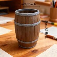 1pc 3D Printed Wine Barrel Shaped Pen Holder, Creative Desktop Storage Organizer, Perfect Gift For Friends, Office Desk Accessory, Unique Home Decor, Stylish Pen Container, Decorative Desk Accessories - Multicolor - View 5