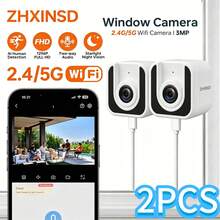 ZHXINSD 1pc/2pcs 1296P Window Camera, Smart WiFi IP Indoor Camera, Supports 2.4/5G WiFi Home Security Window Camera, Self-Adhesive Installation, Starlight Night Vision, AI Human Detection Alert, Easy Setup - White - View 12