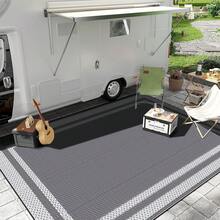 1pc Double-Sided Mat, Plastic Grass Carpet, Modern Rug, Large Floor Mat And Carpet, Suitable For Outdoor, RV, Patio, Backyard, Deck, Picnic, Beach, Camping (9' X 12', White And Gray) - A - View 8