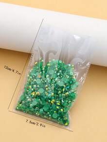2MM-6MM 混合尺寸 2000顆/包 圓形平底樹脂水鑽，果凍糖 AB 色亮面亮片，DIY 寶石鑽石，黏貼式珠飾，適用於衣服、包包、鞋子、馬克杯、瓶子、保溫杯、手機、DIY 配件 - 深綠52 - 查看 6