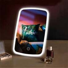 SOKANY USB Rechargeable Smart LED Makeup Mirror, 3 Color Temperature Lighting (White, Natural, Warm), Adjustable Brightness, Touch Operation, Portable Folding Design, Modern Makeup Mirror Suitable For Beauty Enthusiasts - White - View 4