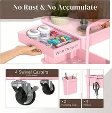 Slim Rolling Storage Cart, 3 Tier Bathroom Storage Organizer Laundry Room Utility Cart Mobile Shelving Unit, Multi-Purpose For Kitchen Office Bathroom - 查看 4