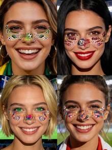 10pcs World Cup Football Fan Temporary Tattoo Face Stickers, For Celebration And Watching, Suitable For Face, Arms, Etc., Waterproof And Sweat-Proof, Suitable For Various Occasions - Multicolor - View 7