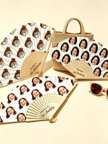 客製化姓名 Logo 婚禮扇，經典 DIY 扇，時尚且獨特，適合送給女朋友、家人、媽媽、朋友、寵物的理想禮物，適用於畢業典禮、婚禮 - 彩色 - 查看 6