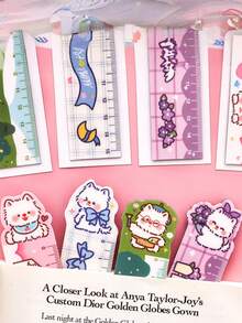 1 pieza/4 piezas/6 piezas/10 piezas Marcapáginas Magnético con Regla de Dibujo de Perro Westie de Dibujos Animados Lindo Regla Recta Papelería para Estudiantes - Multicolor - Ver 5