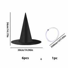6pcs Halloween Witch Hat Hanging Decorations, 1pc 35m Fishing Line, Halloween Witch Costume Accessories, Halloween Indoor/Outdoor Party Decorations, Halloween Party Decor, Black Pointed Top Hat Decorations, Witch Hat Costume Props, With Fishing Line, Suitable For Indoor/Outdoor Halloween Party Decorations, Durable Weather-Resistant Haunted House And Garden Decorations - Multicolor - View 11