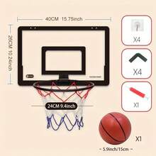 1pc Indoor No-Drill Basketball Hoop Set, Foldable Wall-Mounted Basketball Backboard With 1 Basketball And 1 Air Pump, Suitable For Indoor And Outdoor Use, Perfect For Sports And Home Decor, Basketball Sports Accessories - Multicolor - View 11