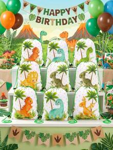 6 buah Tas Serut Motif Dinosaurus, Ransel Kado, Kantong Serut (27*34cm), Ransel Hiking Kecil, Tas Kemasan Kado Pesta Ulang Tahun, Kemasan Barang, Dekorasi Tema Hutan Hijau, Dekorasi Pesta Baby Shower, Dekorasi Pesta Pengungkapan Jenis Kelamin Bayi - Dinosaurus - View 3