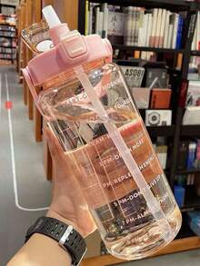 1個 750ml/2L 大容量 PC 水瓶，防震耐用，便攜式吸管杯，適用於運動健身、居家、戶外、工作、旅行補水，萬聖節與聖誕節絕佳禮物 - 彩色 - 查看 2