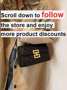 New Arrival Fashionable Solid Color Chain Strap Square Bag For Women - Black - View 2