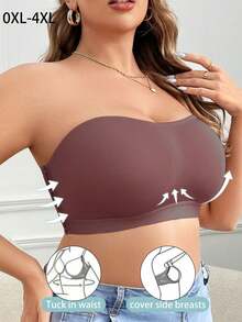 Plus Size Wireless Bandeau Comfortable Bra - Dusty Purple - View 3