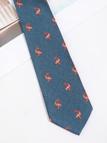 1PC Fashion Casual Men's Simple Versatile Fish Pattern Tie Suitable For Daily Commute, Banquet, Party Matching - Multicolor - View 4