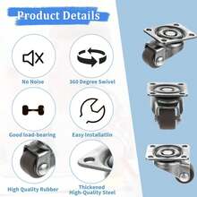 0.5 Inch Small Caster Wheels, 360 Degree Swivel Casters Set, Caster Wheels With Base Ball Bearing For Small Furniture, Kitchen Appliances, Mop Bucket, No Noise(3/6/9 Pcs) - One Size - View 4