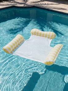 Striped Inflatable Mesh Water Hammock Lounge Chair With 3 Pillow Rolls, Adult Pool Float Chair For Beach And Swimming Pool - Multicolor - View 4