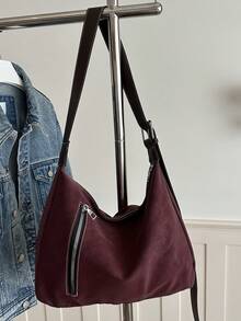 Large Tote Bag For Women, New Fashion Design Shoulder Bag, Textured Chic Style - Red - View 7