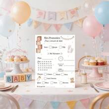 10/30 Pcs French-Themed Baby Shower Game Cards For Gifts, Designed For Decoration And Activities During Gender Reveal Celebrations And Showers - Multicolor - View 2