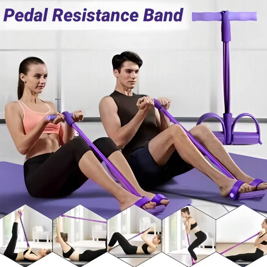 1pc 6-Tube Resistance Band, Multi-Function Pull Rope, Fitness Elastic Band, Yoga Foot Pedal Resistance Band, Suitable For Gym Sports And Exercise