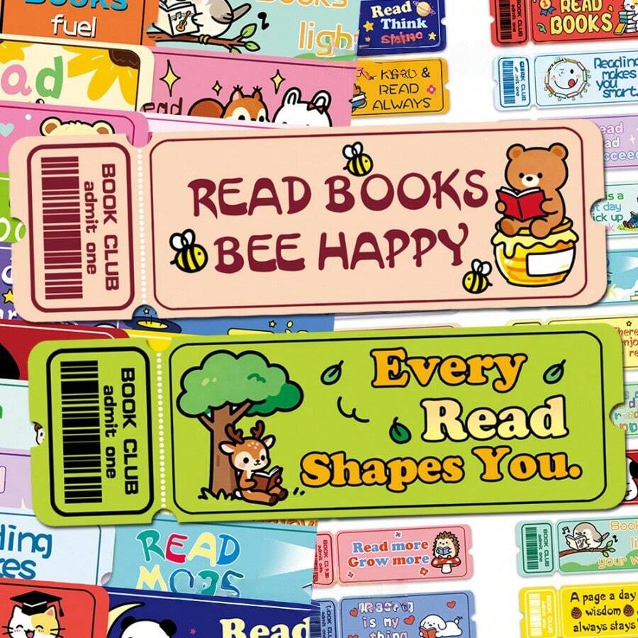 10/20/40Pcs Cute Cartoon Bookmarks Creative High Appearance Level Page Markers Unique Reading Tags Lovely Book Marking Accessories For Reading Journal Supplies,Random Pattern - Multicolor - View 1