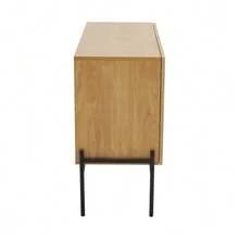 Aparador de dos puertas con patas metálicas, cómoda de diseño lineal, dimensiones: Alto 75 cm / Ancho 100 cm / Profundidad 40 cm - Color natural - Ver 9