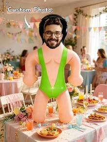 1pc Personalized Inflatable Blow-Up Man, Customized With Your Face, Funny Single Women Party, Bride Gift, Inflatable Man, Wedding Favor, Special Occasion - Multicolor - View 3