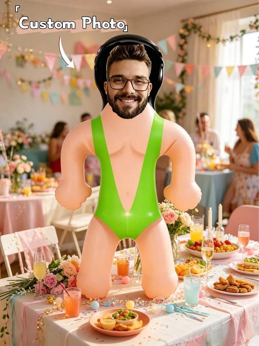 1pc Personalized Inflatable Blow-Up Man, Customized With Your Face, Funny Single Women Party, Bride Gift, Inflatable Man, Wedding Favor, Special Occasion