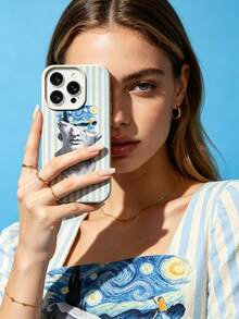 1pc Personalized Artistic Striped Oil Painting Sculpture Pattern Shockproof Cream White Faux Leather Liquid Straight Edge TPU Phone Case Compatible With IPhone 16 Pro Max/16/16 Pro/16 Plus/15/15 Pro Max/15 Pro/11/12/13/14 Pro Max/11 Pro/11 Pro Max/12 Pro/12 Pro Max/13 Pro/13 Pro Max/14 Pro/14 Pro Max Soft Shell Premium Feel - Multicolor - View 2