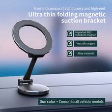 Soporte magnético fuerte de aleación de zinc para teléfono de coche con placa magnética, soporte plegable de navegación para teléfono - Gris Oscuro - Ver 12