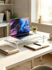 1 pieza Soporte de escritorio transparente de acrílico de doble capa, estante elevador de monitor de escritorio para dormitorio, oficina - Elevador de doble capa - Ver 12