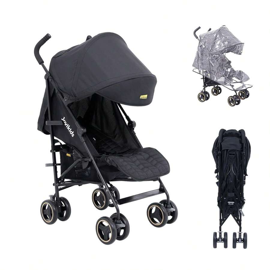 Dog Buggy, Small, Foldable With Reclining Function, Foldable Travel Buggy Up To 22kg, Including Sun Canopy, Rain Cover And Cup Holder - 黑色 - 查看 1