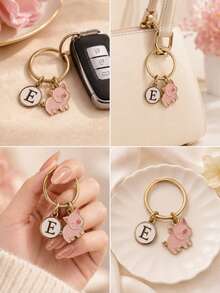 Personalized Pig Keychain, Gift For Girls, Can Be Used As Bag Charm, Car Accessory, Gift For Teachers, Friends, Sisters, Creative Back To School Season Cute Pink Pig Keychain, Girly Bag Charm, Portable Key Chain, Student Commuter Bag Decoration Key Chain - Pink Pig - View 3