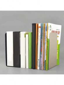1/2件極簡金屬書立，防滑設計，大號/特大號書架，適合學生書籍，理想的學校用品，返校桌面收納，辦公用品，桌面配件，辦公桌物品 - B - 查看 5