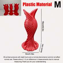 1件優雅塑料3D列印現代極簡白色婚紗花瓶，19.7cm，適用於乾花和人造花，桌面中心裝飾，適合婚禮、週年紀念和母親節禮物 - 婚紗 - 查看 16