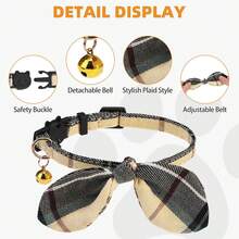Dolaer Cat Collar Breakaway With Bowtie And Bells, 2 Pack Cute Bunny Ear Kitten Collars, Classic Plaid Design With Safety Buckle Adjustable For Small Large Cats Boys & Girls - Heart - View 3